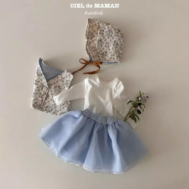 Ciel De Maman - Korean Baby Fashion - #babyfever - Bebe Flower Cloud Sulbim Hanbok Blue - 2