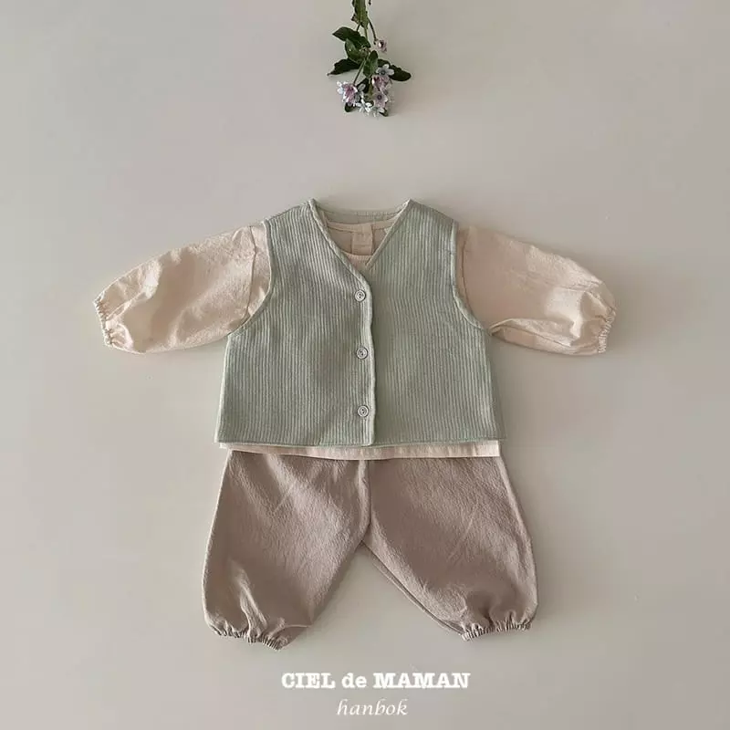 Ciel De Maman - Korean Baby Fashion - #babyfever - Bebe Flower Cloud Sulbim Hanbok Mint - 4