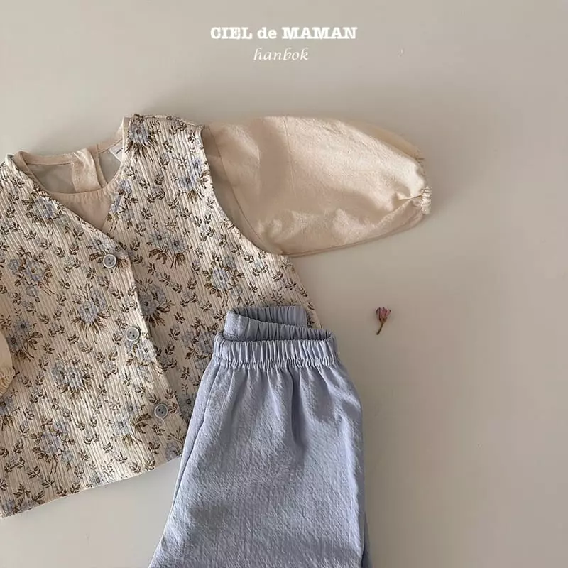 Ciel De Maman - Korean Baby Fashion - #babyoninstagram - Bebe Flower Cloud Sulbim Hanbok Blue - 5