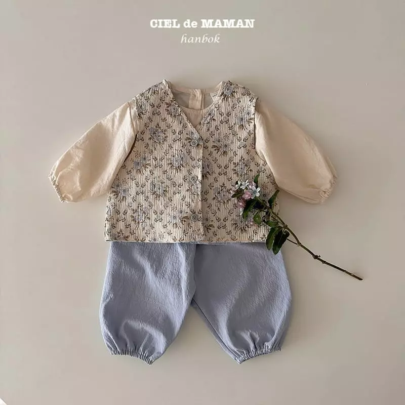 Ciel De Maman - Korean Baby Fashion - #babyootd - Bebe Flower Cloud Sulbim Hanbok Blue - 6