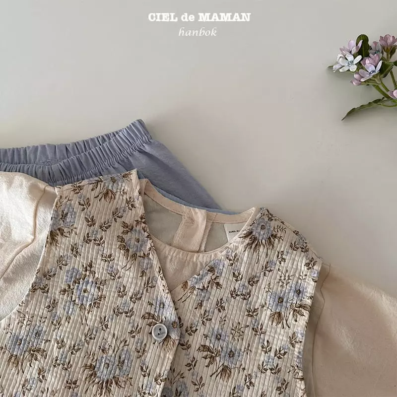 Ciel De Maman - Korean Baby Fashion - #babyoutfit - Bebe Flower Cloud Sulbim Hanbok Blue - 7