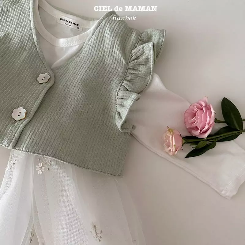 Ciel De Maman - Korean Children Fashion - #childofig - Flower Cloud Sulbim Girl Hanbok Mint - 3