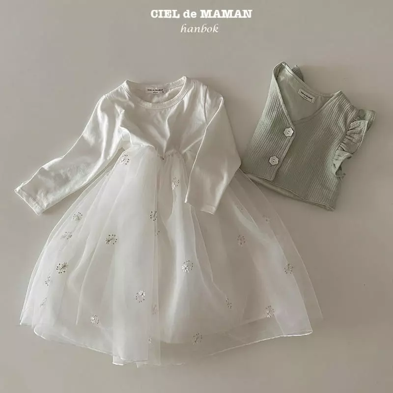 Ciel De Maman - Korean Children Fashion - #childofig - Flower Cloud Sulbim Girl Hanbok Mint - 4