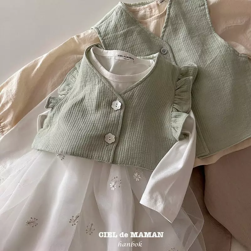 Ciel De Maman - Korean Children Fashion - #designkidswear - Flower Cloud Sulbim Girl Hanbok Mint - 5