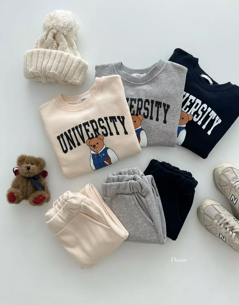 Dsaint - Korean Children Fashion - #Kfashion4kids - Uni Bear Jogger Top Bottom Set - 5