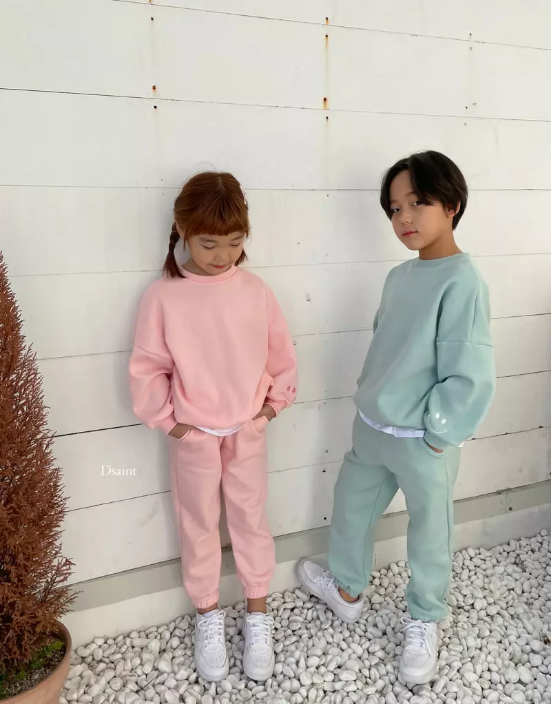 Dsaint - Korean Children Fashion - #Kfashion4kids - Smile Jogger Top Bottom Set - 9