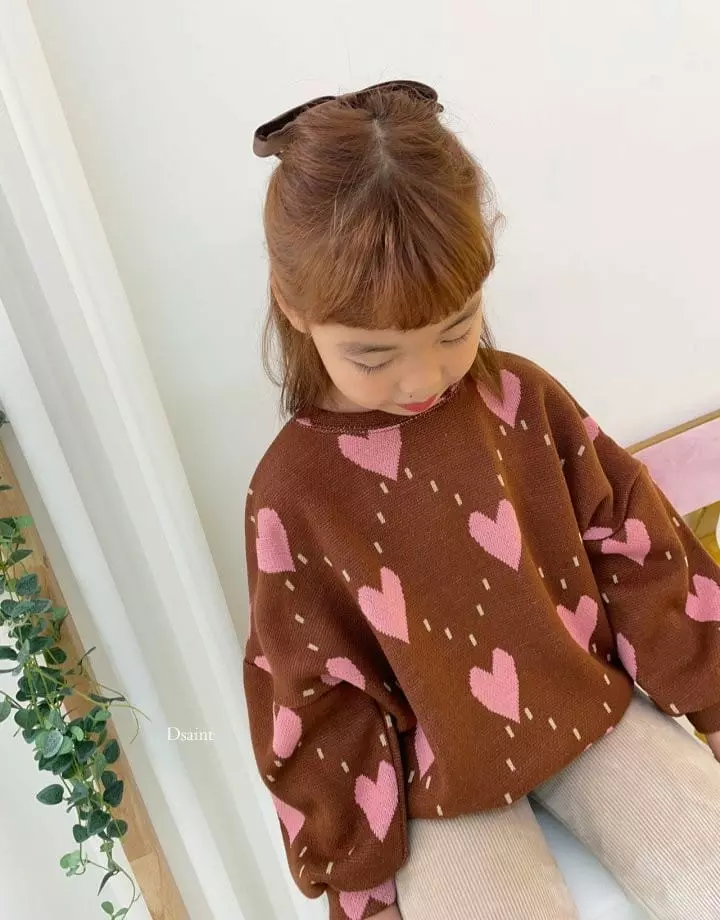 Dsaint - Korean Children Fashion - #childofig - Pattern Heart Knit Sweatshirt - 10