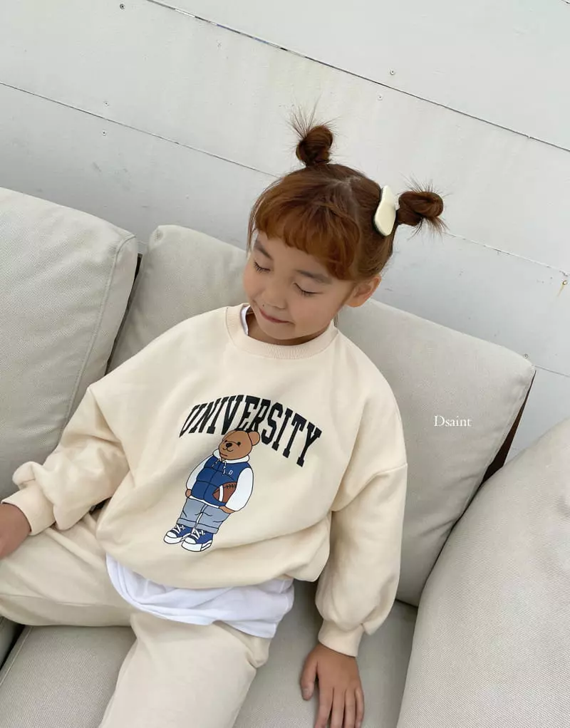Dsaint - Korean Children Fashion - #childrensboutique - Uni Bear Jogger Top Bottom Set - 12