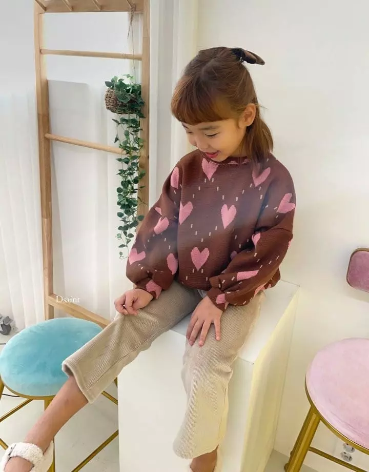 Dsaint - Korean Children Fashion - #childrensboutique - Pattern Heart Knit Sweatshirt - 11