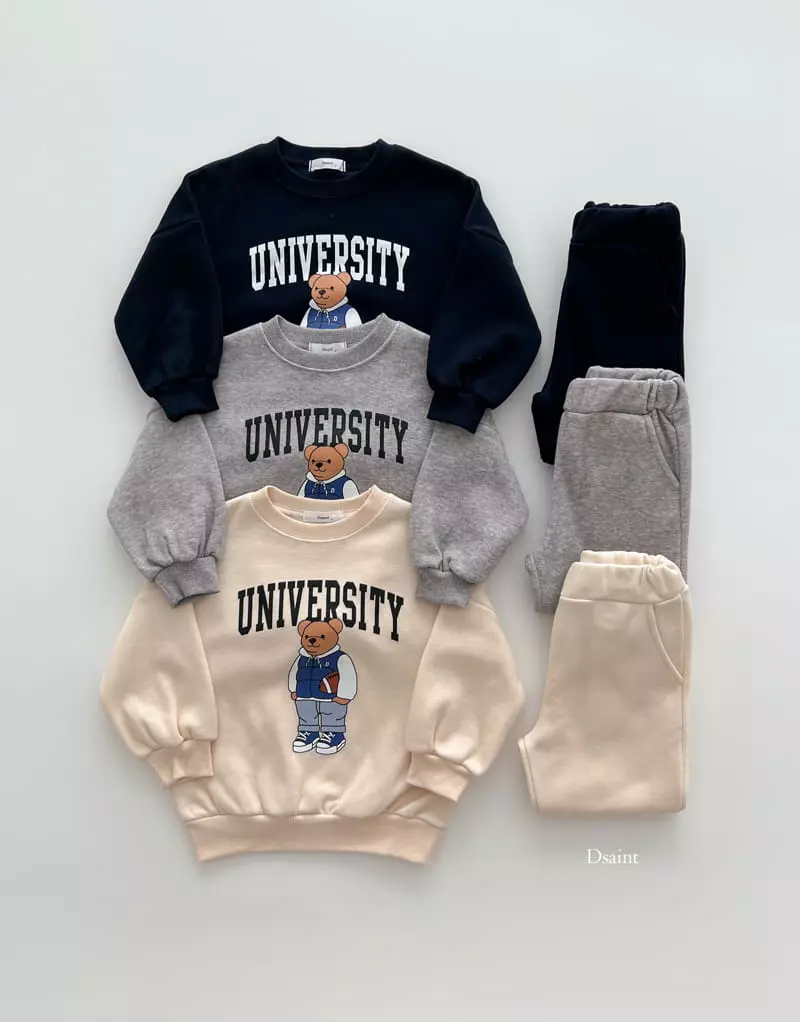 Dsaint - Korean Children Fashion - #fashionkids - Uni Bear Jogger Top Bottom Set