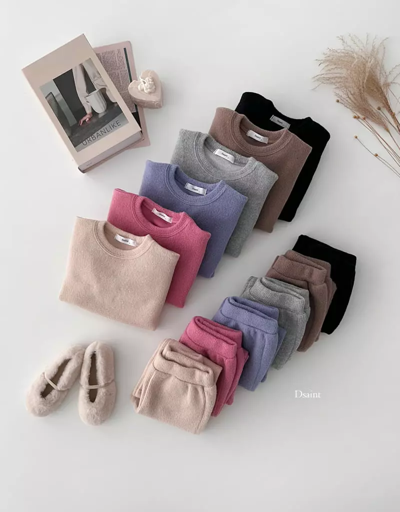 Dsaint - Korean Children Fashion - #fashionkids - Heart Bootscut Top Bottom Set - 3