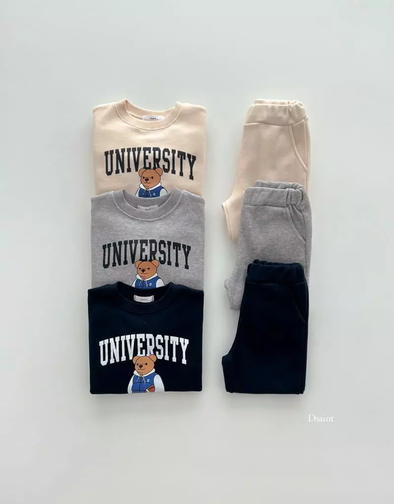 Dsaint - Korean Children Fashion - #kidsshorts - Uni Bear Jogger Top Bottom Set - 2
