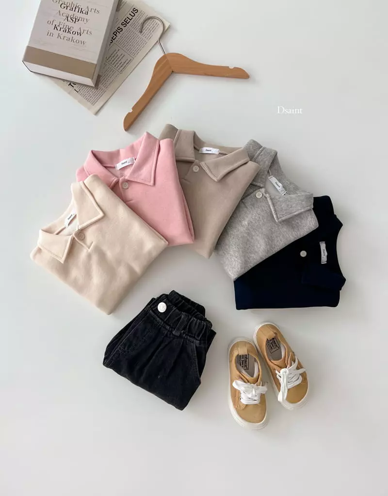 Dsaint - Korean Children Fashion - #kidsshorts - Simple Collar Sweatshirt - 2