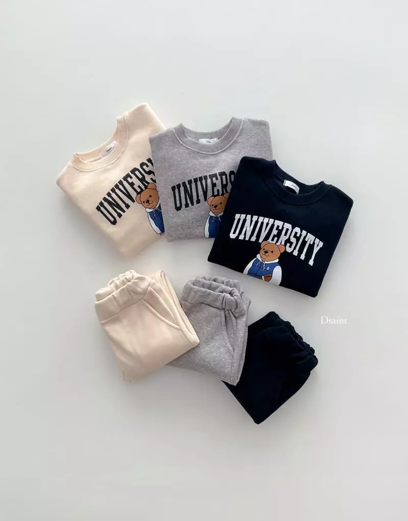 Dsaint - Korean Children Fashion - #kidsstore - Uni Bear Jogger Top Bottom Set - 3