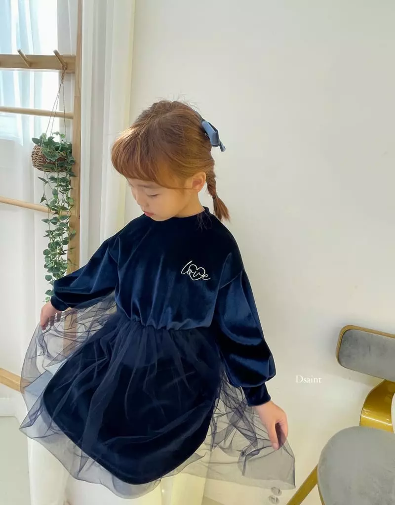 Dsaint - Korean Children Fashion - #kidsstore - Love Heart Velvet Mesh One-piece - 4