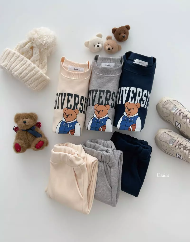 Dsaint - Korean Children Fashion - #littlefashionista - Uni Bear Jogger Top Bottom Set - 6