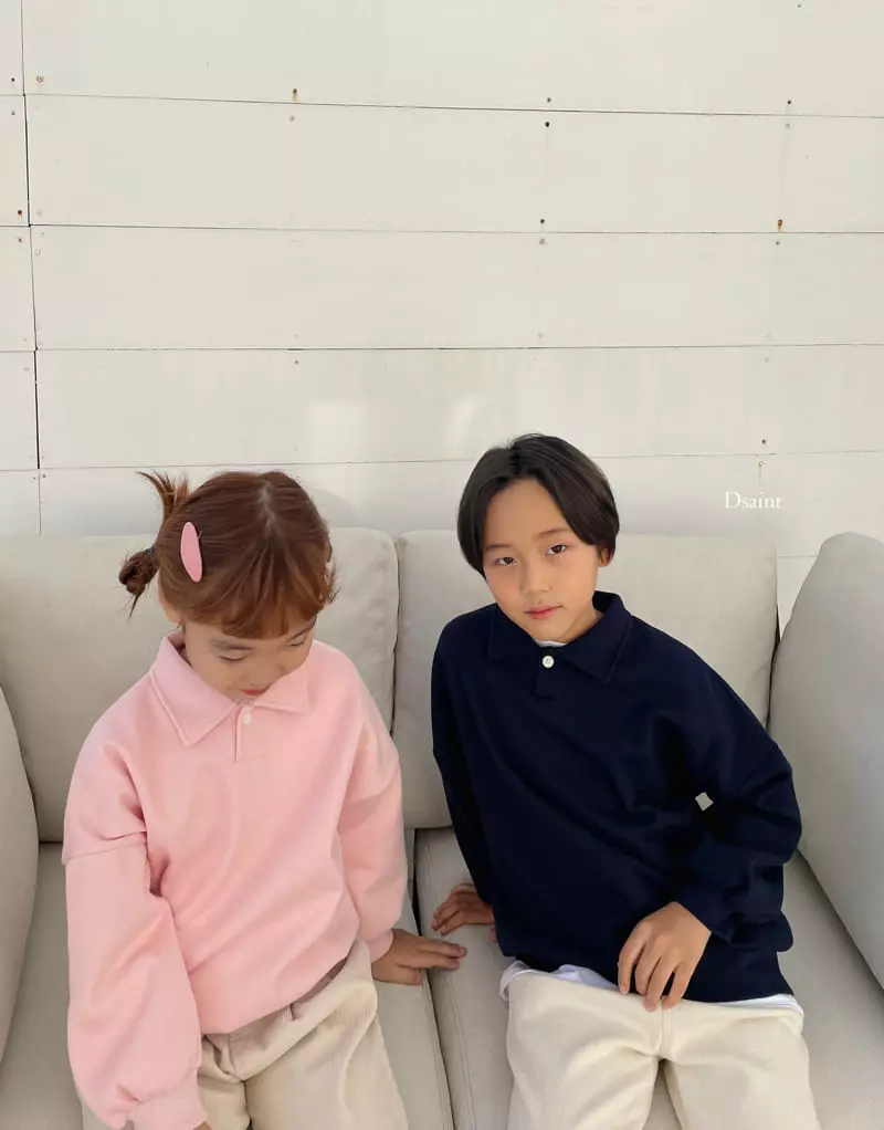 Dsaint - Korean Children Fashion - #littlefashionista - Simple Collar Sweatshirt - 6