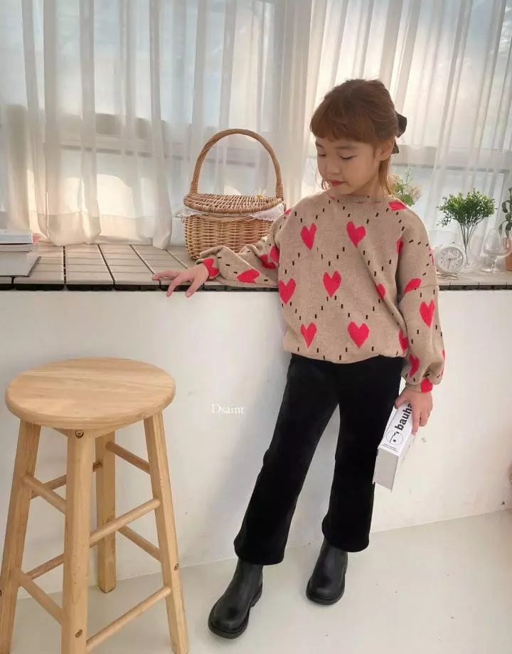 Dsaint - Korean Children Fashion - #littlefashionista - Pattern Heart Knit Sweatshirt - 4