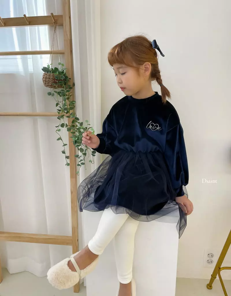 Dsaint - Korean Children Fashion - #magicofchildhood - Love Heart Velvet Mesh One-piece - 7