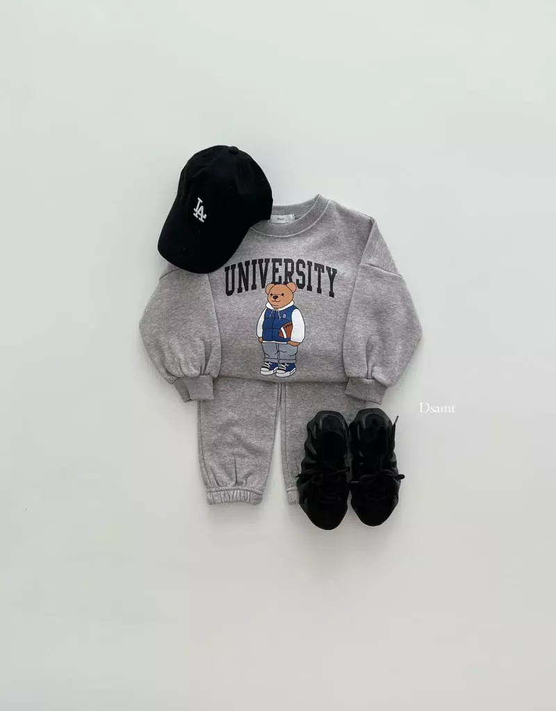 Dsaint - Korean Children Fashion - #minifashionista - Uni Bear Jogger Top Bottom Set - 8