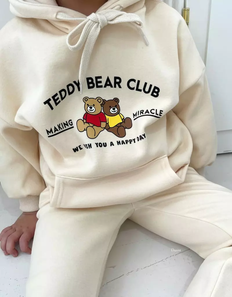 Dsaint - Korean Children Fashion - #minifashionista - Teddy Club Hoody Set - 3
