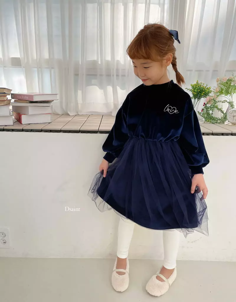 Dsaint - Korean Children Fashion - #prettylittlegirls - Love Heart Velvet Mesh One-piece - 9