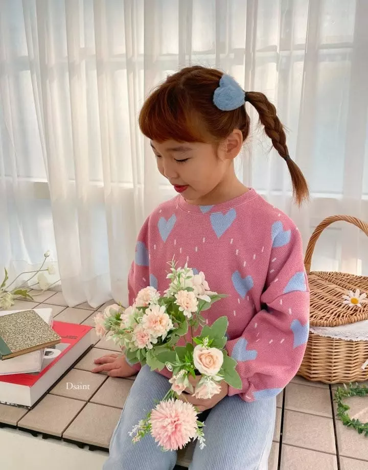 Dsaint - Korean Children Fashion - #todddlerfashion - Pattern Heart Knit Sweatshirt - 7