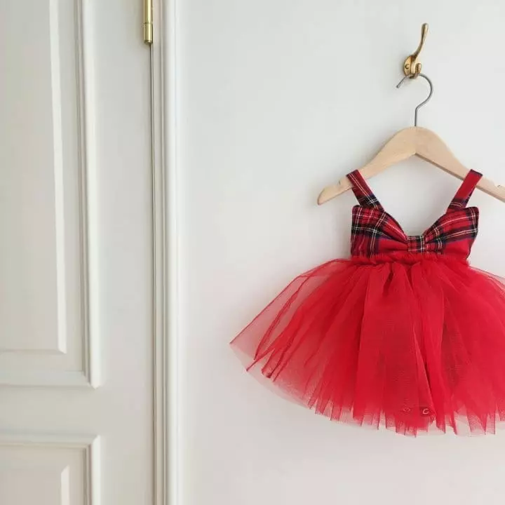 From J - Korean Baby Fashion - #babyootd - Check Ribbon Sha Bodysuit - 9