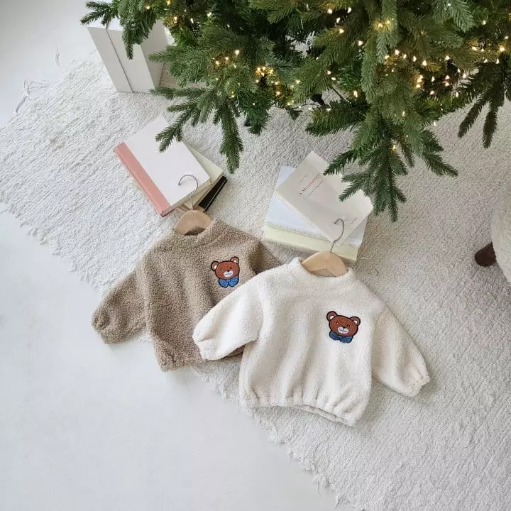 From J - Korean Baby Fashion - #babyoutfit - Bear Patch Top Bottom Set - 3
