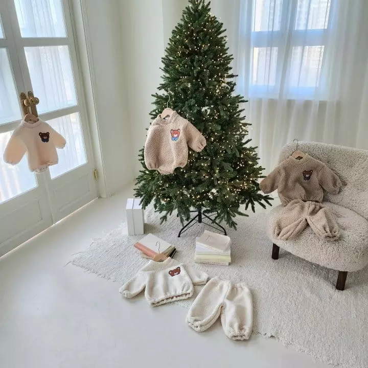 From J - Korean Baby Fashion - #smilingbaby - Bear Patch Top Bottom Set - 8