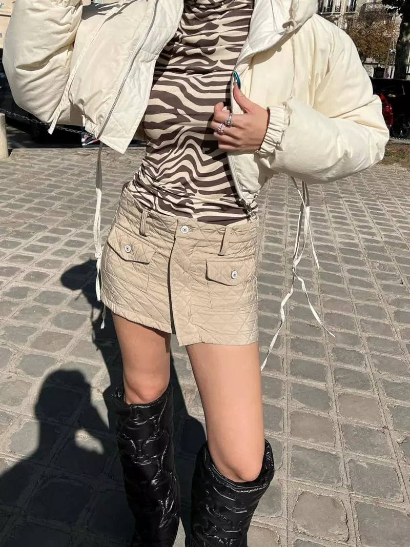 Gateless - Korean Women Fashion - #momslook - Quilting Mini Skirt