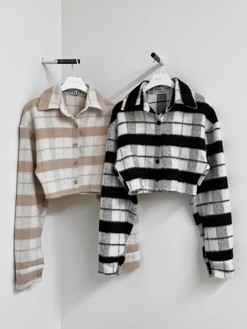 Gateless - Korean Women Fashion - #momslook - Mo Hair Check Shirt