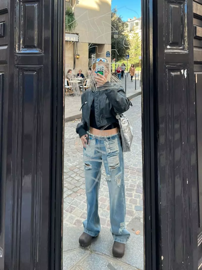 Gateless - Korean Women Fashion - #pursuepretty - Line Jeans - 4
