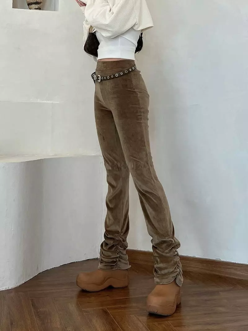 Gateless - Korean Women Fashion - #shopsmall - Velvet Shirring Leggings - 11