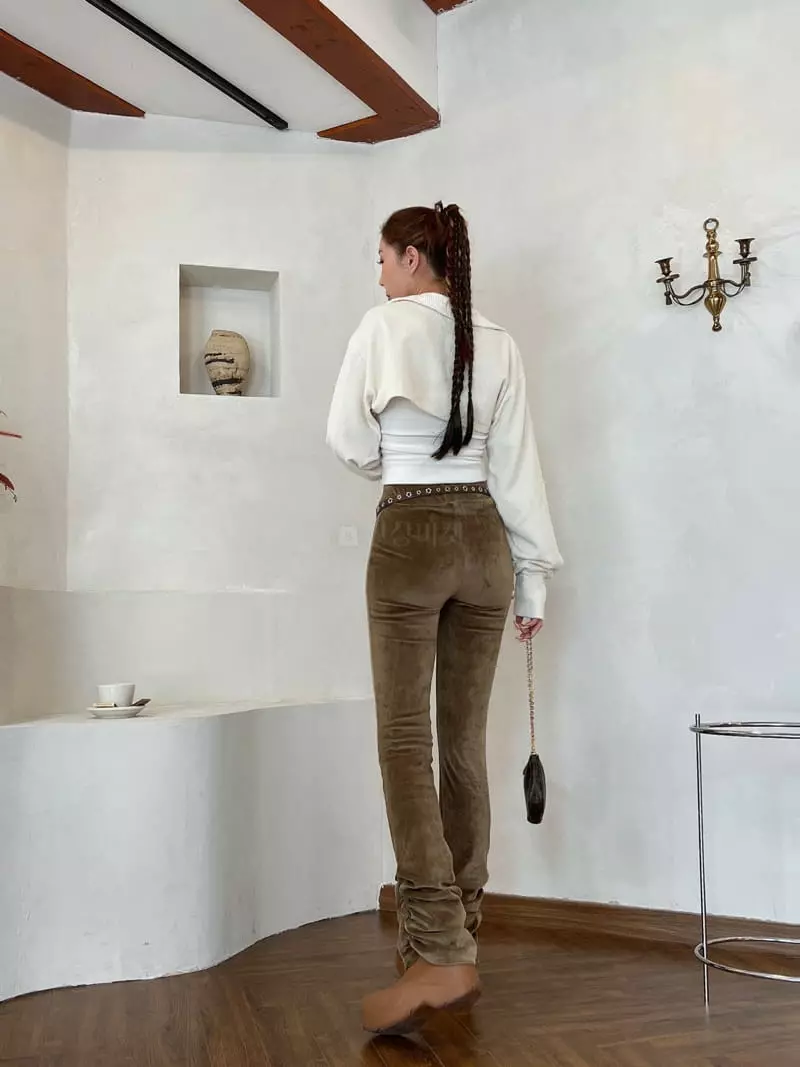 Gateless - Korean Women Fashion - #vintageinspired - Velvet Shirring Leggings - 6