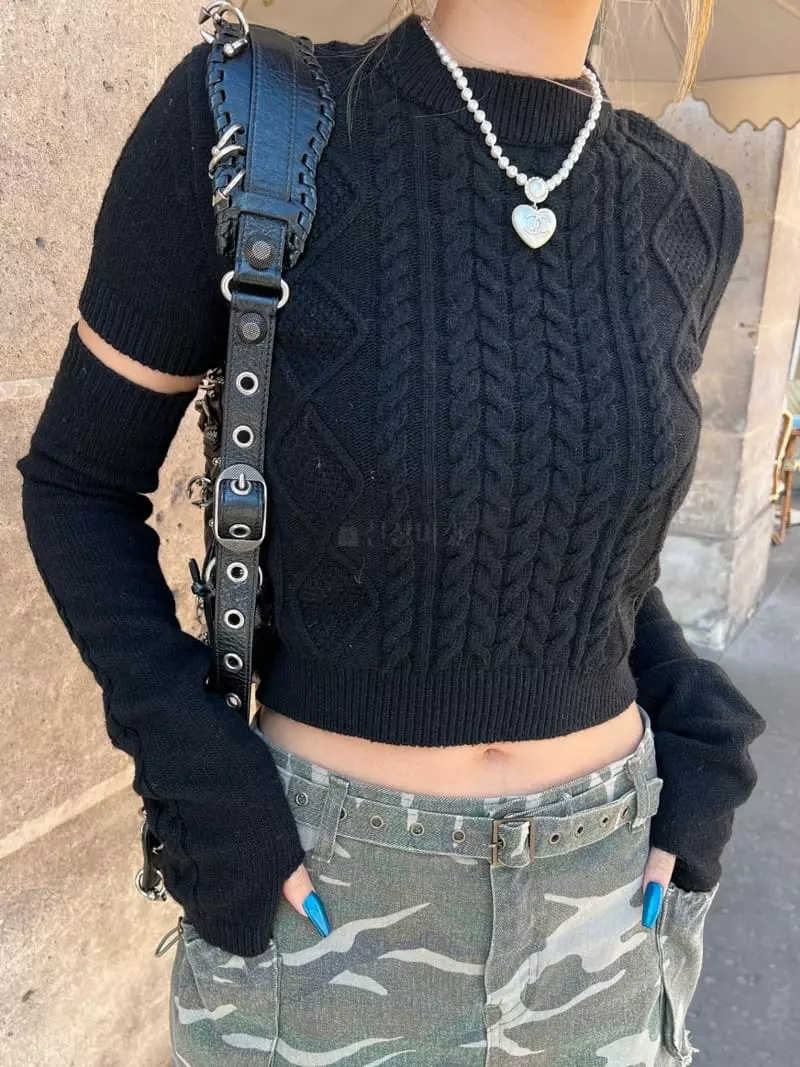Gateless - Korean Women Fashion - #vintagekidsstyle - Mone Warmer Kint Tee - 3