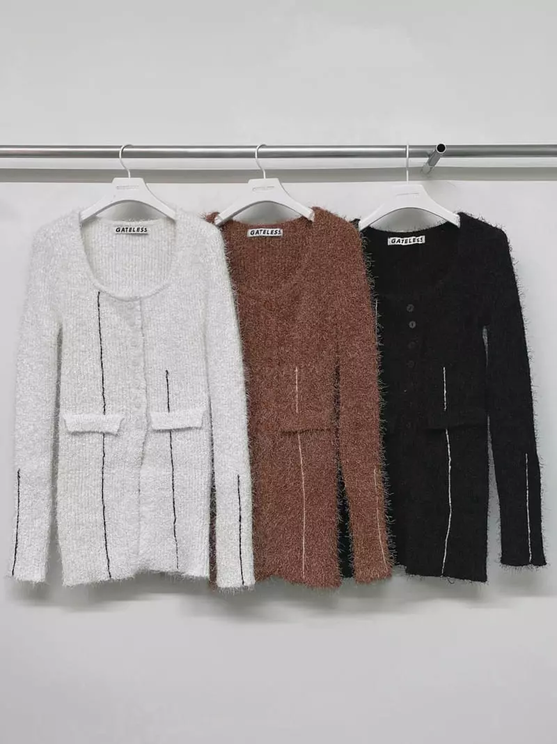 Gateless - Korean Women Fashion - #vintagekidsstyle - Line Cardigan