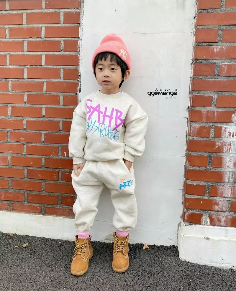 Ggomenge - Korean Children Fashion - #childofig - Fleece Art Top Bottom Set - 7