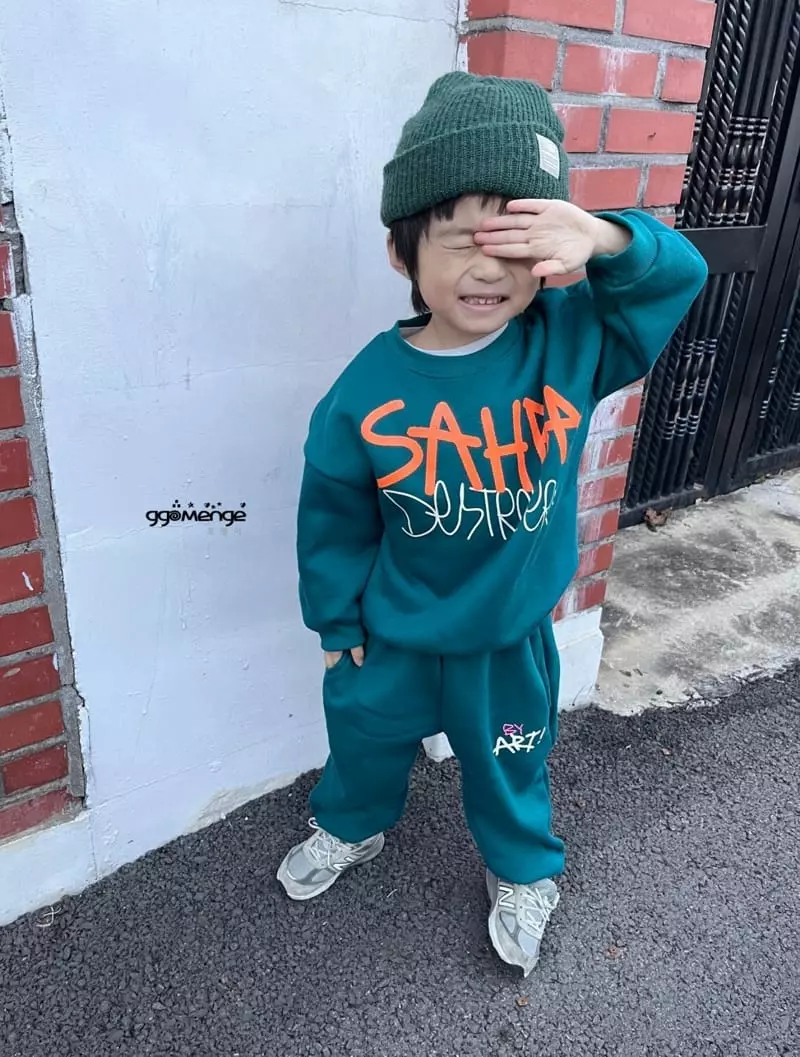 Ggomenge - Korean Children Fashion - #designkidswear - Fleece Art Top Bottom Set - 9