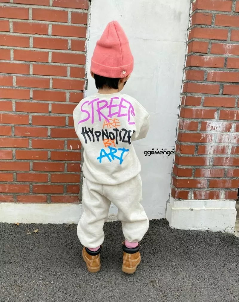 Ggomenge - Korean Children Fashion - #discoveringself - Fleece Art Top Bottom Set - 10