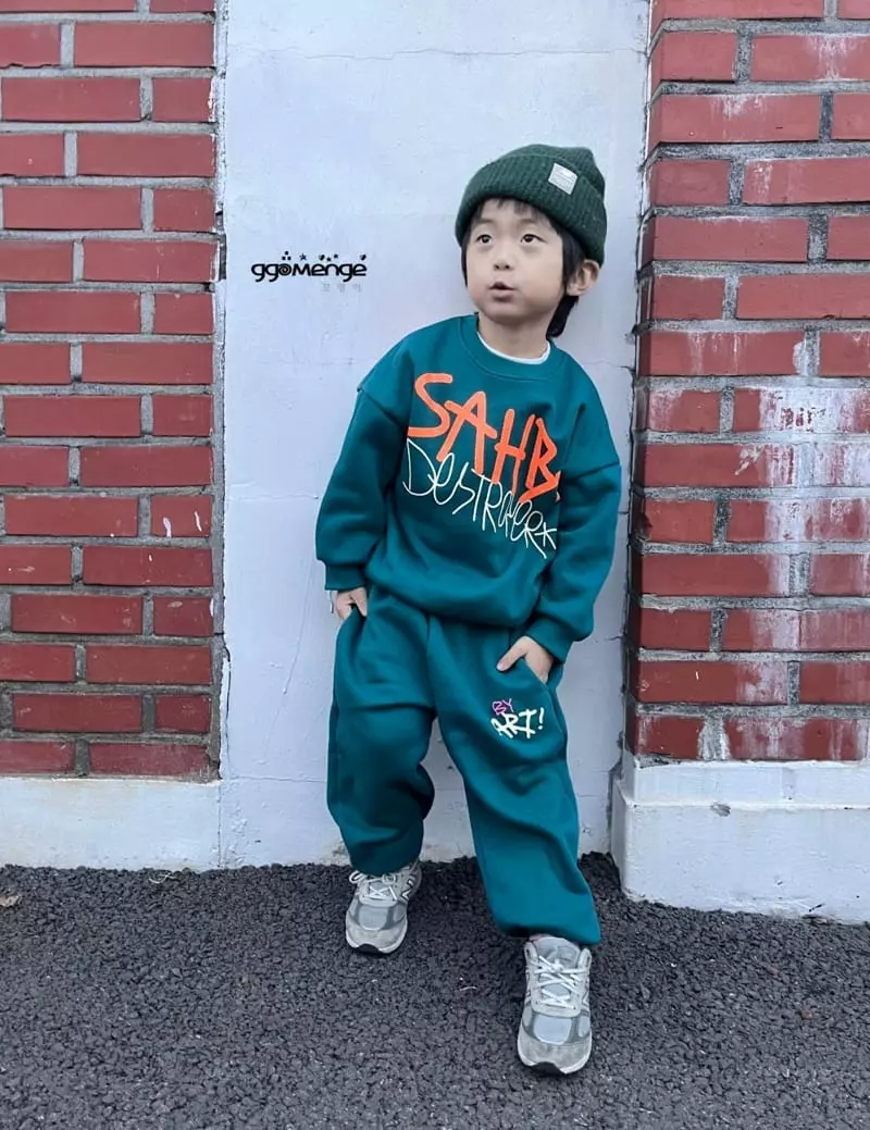Ggomenge - Korean Children Fashion - #prettylittlegirls - Fleece Art Top Bottom Set - 3