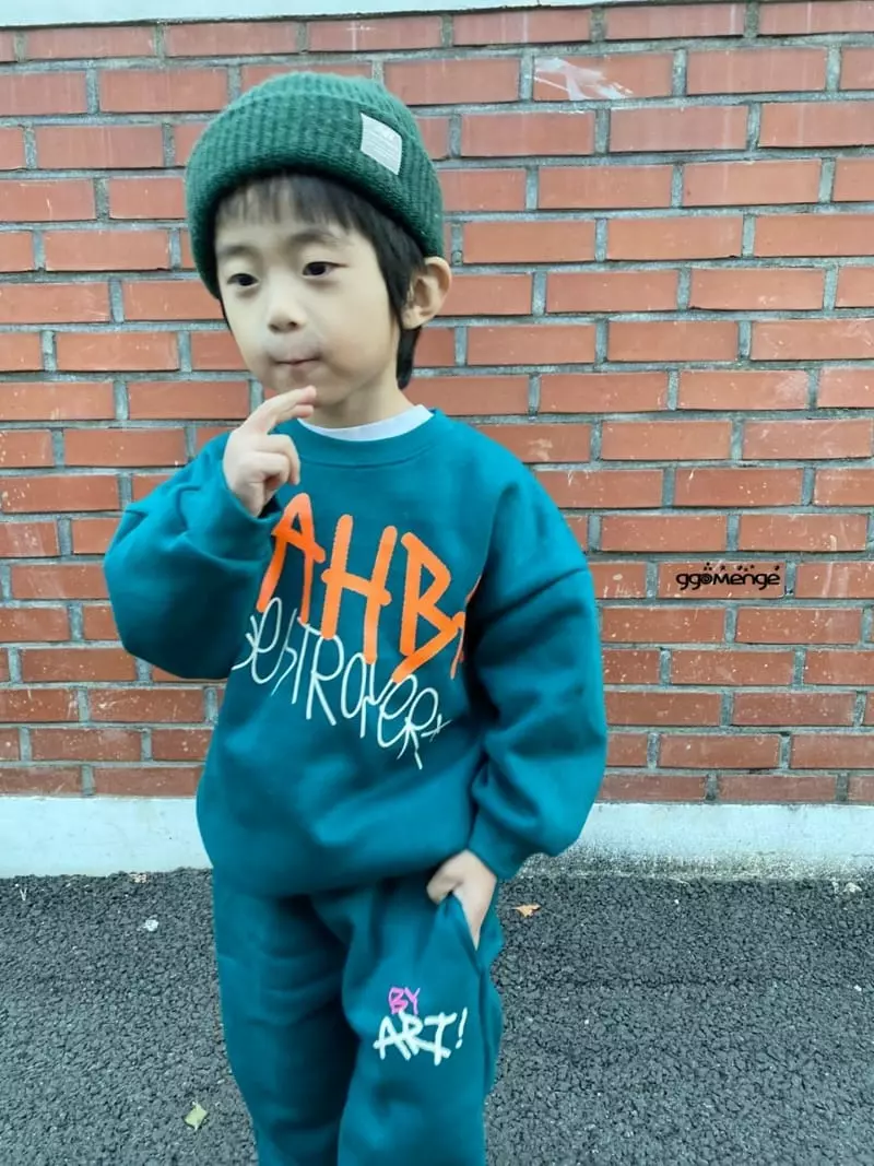 Ggomenge - Korean Children Fashion - #stylishchildhood - Fleece Art Top Bottom Set - 6