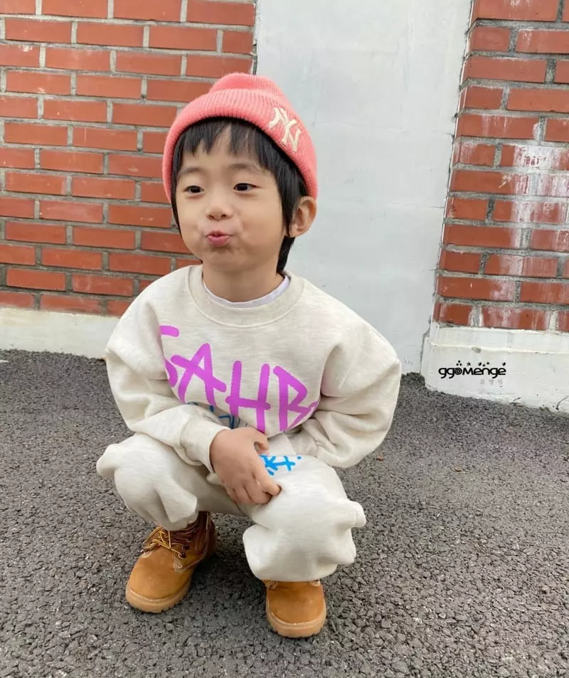 Ggomenge - Korean Children Fashion - #prettylittlegirls - Fleece Art Top Bottom Set - 4