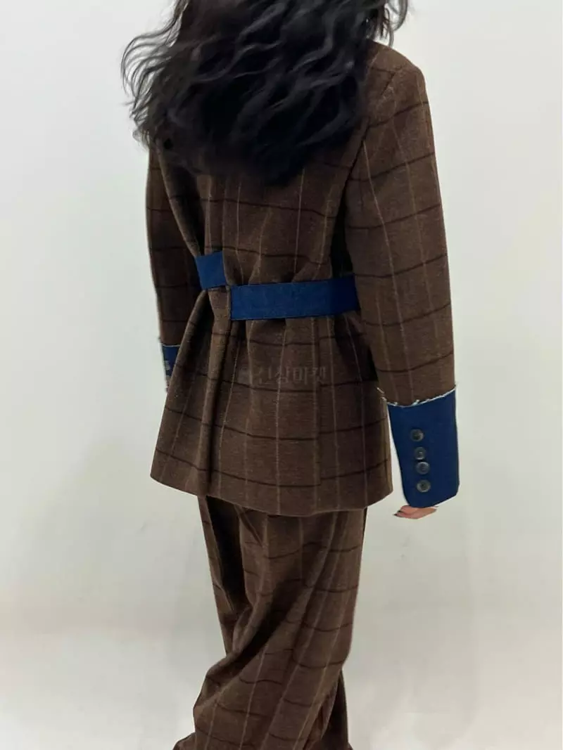 Ginger - Korean Women Fashion - #momslook - Check Color Jacket - 6