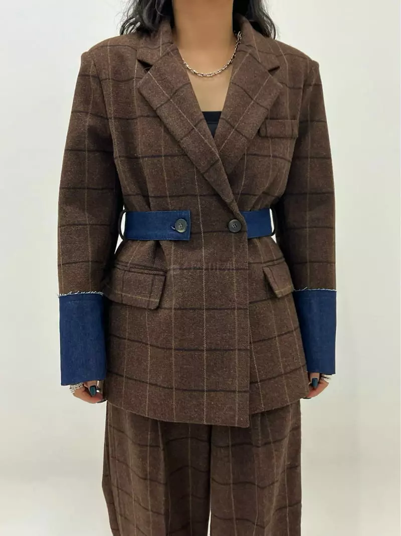 Ginger - Korean Women Fashion - #romanticstyle - Check Color Jacket - 2