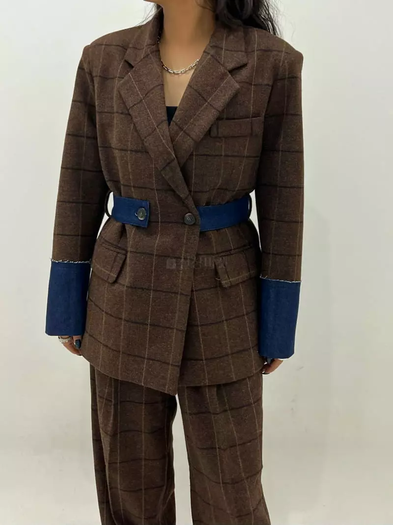 Ginger - Korean Women Fashion - #shopsmall - Check Color Jacket - 3