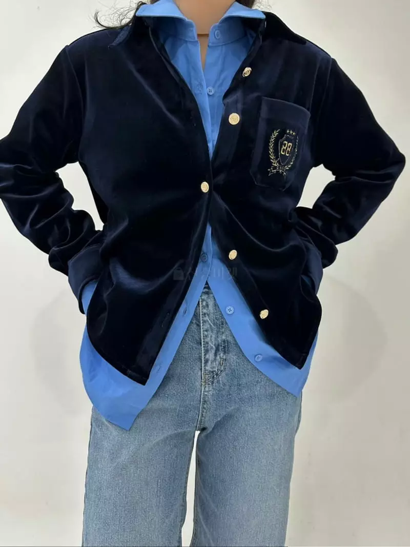Ginger - Korean Women Fashion - #thatsdarling - Blan Velvet Shirt - 7