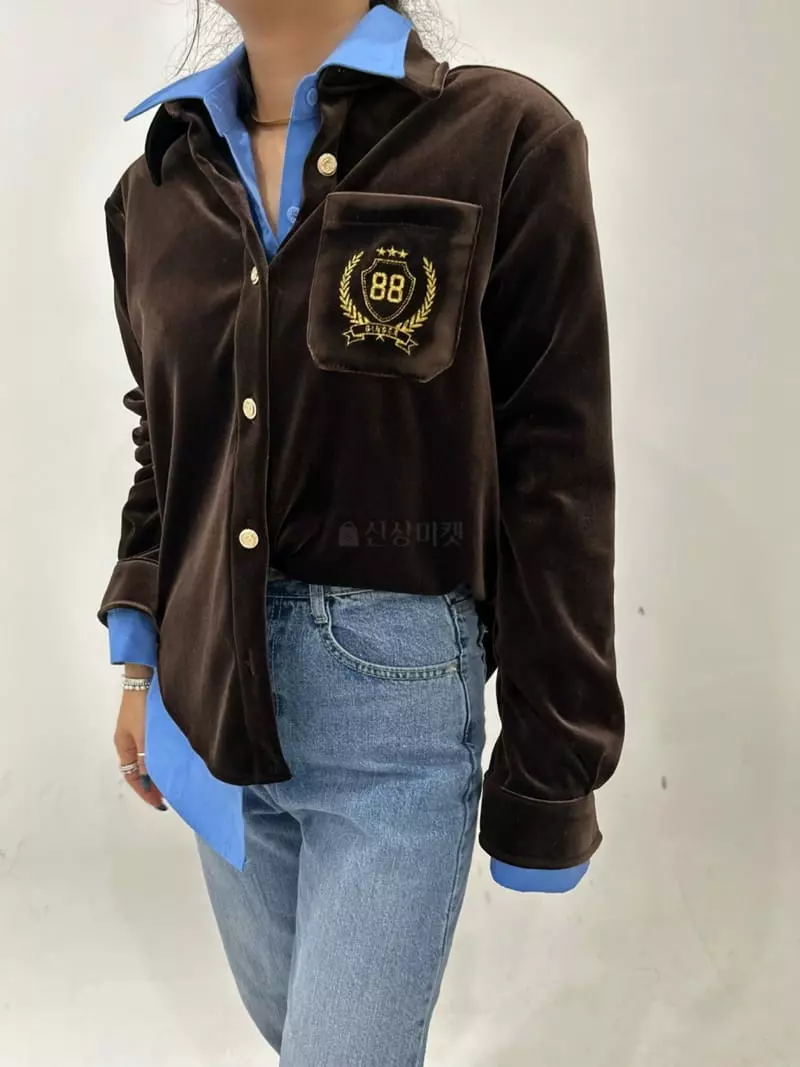 Ginger - Korean Women Fashion - #vintageinspired - Blan Velvet Shirt