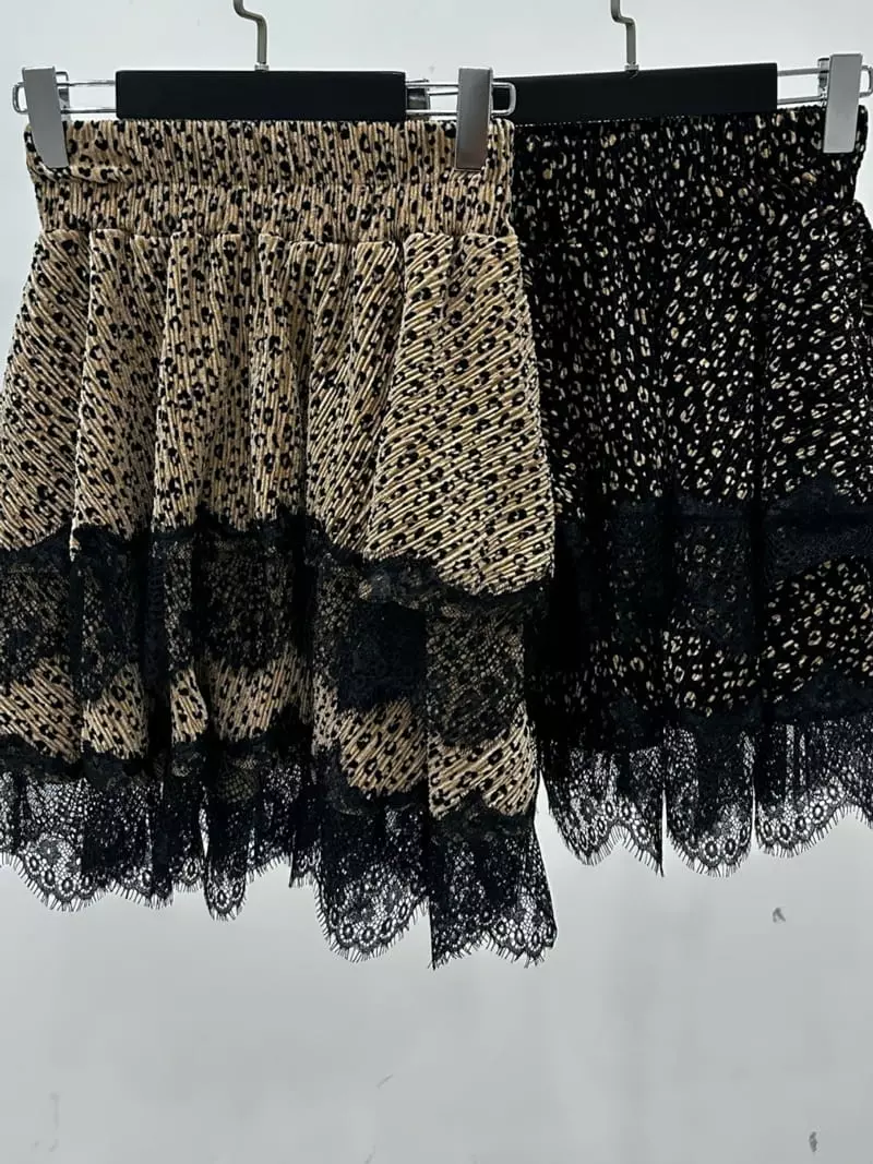 Ginger - Korean Women Fashion - #womensfashion - Leopard Velvet Skirt - 12