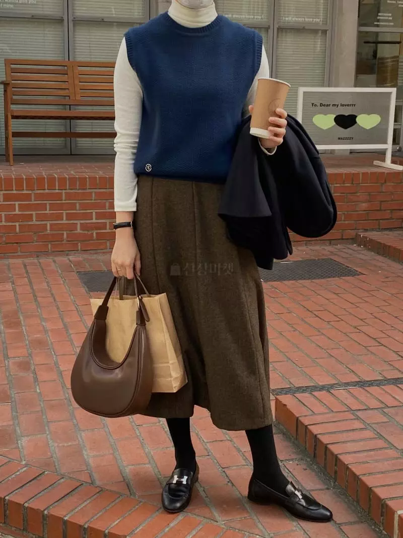 Glow Approach - Korean Women Fashion - #momslook - Herringbone Skirt - 3